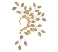 fdsmall Golden Elf Leaf Flower Ear Hanging Ear Bone Clip Left Single Earring No Piercing Prom Bride Wedding Jewelry for Women, One Size, Metal, No Gemstone