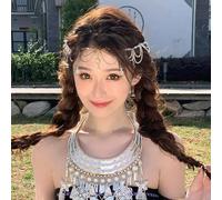 fdsmall Headbands for Women Headband Head Chain with Beads Drop Headwear Fairy Hair Ornaments Forehead Chain Crystal Headband Hairwear Long Tassel Headwear Headpiece for Women Hair Jewelry