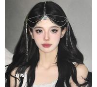 fdsmall Headbands for Women Headband Head Chain with Crystal Drop Headwear Fairy Hair Ornaments Forehead Chain Crystal Headband Hairwear Long Tassel Headwear Headpiece for Women Hair