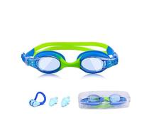 fdsmall Kids Swimming Goggles, Kids Goggles Anti-Fog Proof UV Resist Swimming Goggles for Kids Boys Girls Childrens Swimming Goggles Food Grade Silicone Comfort with Nose Clip Portable Case (Green)