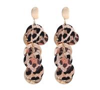 fdsmall Leopard Print Earrings for Women Disc Coin Tassel Threader Bohemian Statement Earrings Stud Exaggerated Ear Personalized Jewelry Gifts