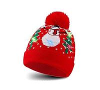 fdsmall Light Up Christmas Hat, Glow In The Dark Christmas Cap, Unisex LED Santa Hats with 6 Colorful Lights, Xmas Beanie Knitted Hat Christmas Party Cap for Adults (03)