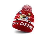 fdsmall Light Up Christmas Hat, Glow In The Dark Christmas Cap, Unisex LED Santa Hats with 6 Colorful Lights, Xmas Beanie Knitted Hat Christmas Party Cap for Adults (02)