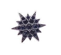 fdsmall Men's Hexagram Star Collar Brooch 14K Gold Plated Sparkling Crystal Star Lapel Pin Brooch Women Vintage Accessory Jewelry (Blue)