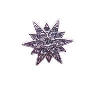 fdsmall Men's Hexagram Star Collar Brooch 14K Gold Plated Sparkling Crystal Star Lapel Pin Brooch Women Vintage Accessory Jewelry (Silver)