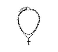 fdsmall Necklace for Women Boho Gothic Star Cross Pendant Necklace Adjustable Layered Bead Chain Choker Necklaces Halloween Christmas New Year Goth Jewelry Gift for Women and Girls (02)