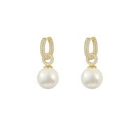 fdsmall Pearl Earrings for Women Vintage 14k Gold Plated Pearl Drop Earrings Pearl Hoop Earrings with Diamonds False Pearl Dangle Earrings for Women and Girls
