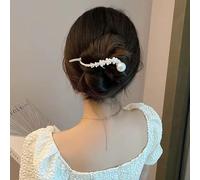 fdsmall Pearl French Twist Hair Pins Pearl Decor Banana Hair Clip Twist Hair Barrette Chic Cache Hair Clip Non Slip Jaw Hair Claws Vintage Elegance Hair Claw Clip Hair Accessories (Gold)