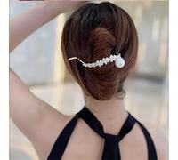 fdsmall Pearl French Twist Hair Pins Pearl Decor Banana Hair Clip Twist Hair Barrette Chic Cache Hair Clip Non Slip Jaw Hair Claws Vintage Elegance Hair Claw Clip Hair Accessories (Silver)