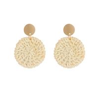 fdsmall Rattan Earrings Tassel Earrings Lightweight Geometric Woven Bohemian Earrings Statement Handmade Straw Wicker Braid Hoop Drop Dangle Earrings for Women Girls (01)