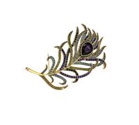 fdsmall Rhinestone Peacock Brooch Pin Elegant Animal Feather Brooches Vintage Trendy Bird Pins Wedding Party Jewelry Souvenir (Colorful Feathers)