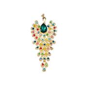 fdsmall Rhinestone Peacock Brooch Pin Elegant Animal Feather Brooches Vintage Trendy Bird Pins Wedding Party Jewelry Souvenir (Green)