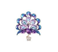 fdsmall Rhinestone Peacock Brooch Pin Elegant Animal Feather Brooches Vintage Trendy Bird Pins Wedding Party Jewelry Souvenir (Purple1)