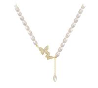 fdsmall Round Imitation Pearl Necklace Wedding Pearl Necklace for Brides Fashion Accessories is Perfect for any Occasion Adjustable Butterfly Necklace for Women Girls
