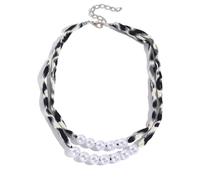 fdsmall Scarf Necklace with Charm Leopard Print Fabric Choker Necklace Metal Pendant Y2K Aesthetic Statement Choker Jewelry Gifts for Party and Daily Wear (03)