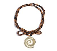 fdsmall Scarf Necklace with Charm Leopard Print Fabric Choker Necklace Metal Pendant Y2K Aesthetic Statement Choker Jewelry Gifts for Party and Daily Wear (02)