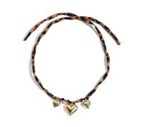 fdsmall Scarf Necklace with Charm Leopard Print Fabric Choker Necklace Metal Pendant Y2K Aesthetic Statement Choker Jewelry Gifts for Party and Daily Wear (08)
