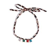 fdsmall Scarf Necklace with Charm Leopard Print Fabric Choker Necklace Metal Pendant Y2K Aesthetic Statement Choker Jewelry Gifts for Party and Daily Wear (09)