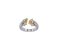 fdsmall Stackable Rings for Women 14K Gold Plated Inlaid Zircon Flowers Non Tarnish - Dainty Cubic Zirconia Open Ring Jewelry (Gold)