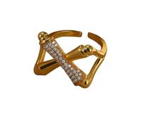 fdsmall Stackable Rings for Women 14K Gold Plated Open Chunky Finger Midi Rings Trendy Non Tarnish Dainty CZ Simulated Diamond Ring (15)