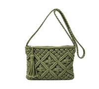 fdsmall Straw Crossbody Bag for Women, Handwoven Macrame Shoulder Bag with Zipper Closure, Lightweight Summer Beach Tote Handbag for Women Vacation Daily Use (Green)