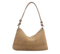 fdsmall Straw Shoulder Bag for Women - Large Capacity Woven Hobo Bag with Strap, Lightweight Summer Woven Handbag for Beach, Travel & Daily Use (Khaki)