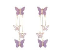 fdsmall Tassels Butterfly Earrings Boho Purple Rhinestone Butterfly Long Dangle Drop Earrings Sparkle Cubic Zirconia Butterfly Wings Earrings Stud Earrings Jewelry for Women Teen Girls
