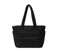 fdsmall Tote Bag for Women with Zipper, Lightweight Puffy Tote Bag with Compartments Quilted Shoulder Bag Handbag for Work,Shopping,Gym,Travel (Black)