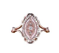 fdsmall Vintage Rings for Women,14K Gold Plated Hollow-Out Shell Inlaid with Diamonds Stacking Rings Jewelry (Rose Gold, 9)