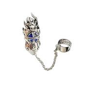 fdsmall Vintage Skull Finger Rings for Women Men,Gothic Punk Chain Stackable Non Tarnish Crystal Ring Halloween Anniversary Birthday Jewelry (Blue)