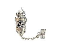 fdsmall Vintage Skull Finger Rings for Women Men,Gothic Punk Chain Stackable Non Tarnish Crystal Ring Halloween Anniversary Birthday Jewelry (Black)