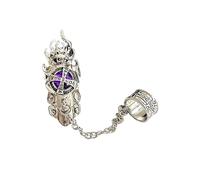 fdsmall Vintage Skull Finger Rings for Women Men,Gothic Punk Chain Stackable Non Tarnish Crystal Ring Halloween Anniversary Birthday Jewelry (Purple)