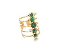 fdsmall Women Green Stone Ring,Gold Plated Non Tarnish Rings Boho Open Stacking Rings,Vintage Trendy Prom Costume Jewelry (26)