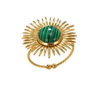 fdsmall Women Green Stone Ring,Gold Plated Non Tarnish Rings Boho Open Stacking Rings,Vintage Trendy Prom Costume Jewelry (07)