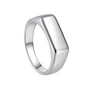 fdsmall Womens 14K Gold Plated Rings,Fashion Signet Stainless Steel Love Ring 7mm Stackable Dainty Jewelry (Silver, 14)