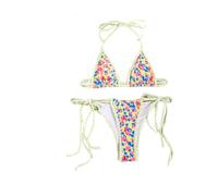 fdsmall Women's Summer Two Piece Sexy Bikini Sets Tie String Triangle Print Top with Sexy Tie String Thong Beach Swimsuit (UK, Alpha, M, Regular, Regular, Blue)