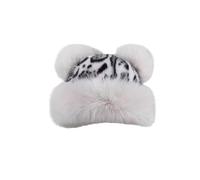 fdsmall Womens Winter Beanies Hat Faux Fur Fluffy Leopard Print Mongolian Hat Plush Soft Warmer Cap with Panda Ears (UK, Alpha, One Size, White)
