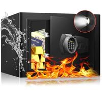 Fdsutvit 1.3 Cu Ft Small Fireproof Home Safe Box- Steel Security Box with Digital Electronic Keypad, Safety Combination Lock Box for Office, Sensor Light, Safe for Documents Money Jewelry Handgun