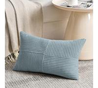 FDTERN Cushion Covers Pale Blue 40 x 65 cm Corduroy Sofa Cushion Covers Modern Soft Cross Pattern Decorative Cushion Covers with Invisible Zipper for Sofa Bedroom