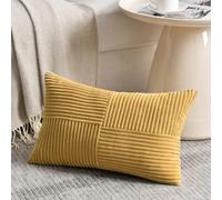 FDTERN Cushion Covers Yellow Ginger 40 x 60 cm for Sofa in Corduroy Modern Soft Cross Pattern Decorative Cushion Covers with Invisible Zipper for Sofa Bedroom