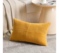 FDTERN Gold Yellow Decorative Throw Pillow Covers 28x20 Inch for Living Room Couch Bed, Boho Farmhouse Fall Home Decor, Soft Corss Corduroy Patchwork Textured Cushion Covers 50x70 cm