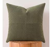 FDTERN Olive Green Lumbar Decorative Throw Pillow Covers 26x26 Inch for Living Room Couch Bed, Farmhouse Boho Home Decor, Soft Striped Corduroy Rectangle Accent Cushion Covers 65x65 cm