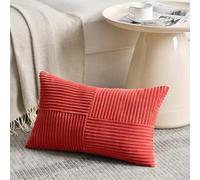 FDTERN Red 30x60 Corduroy Sofa Cushion Covers Modern Soft Cross Pattern Decorative Cushion Covers with Invisible Zipper for Sofa Bedroom