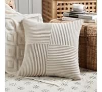 FDTERN Taupe Decorative Throw Pillow Covers 20x20 Inch for Living Room Couch Bed Sofa, Farmhouse Boho Home Decor, Soft Corss Corduroy Patchwork Accent Square Cushion Covers 50x50 cm