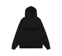 FDTURES 24ss European and American Trendy Brand ESSENTI Three-dimensional Letter Classic Autumn and Winter Plus Plush Loose Hooded Sweatshirt-color1||S