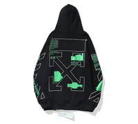 FDTURES 24ss Fashionable Casual Top OFF Pure Cotton Looped Pullover Hoodie Unisex Loose Hoodie-color11||S