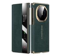 FDUJINH Case for Huawei Mate Xts/XT, Smart Window View Function Flip Cover Frosted Genuine Leather Cover All -Inclusive Shockproof Business Case Shell,Green,Mate XT