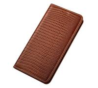 FDUJINH Case for Xiaomi 17 Ultra/17 Pro Max/17 Pro/17, Genuine Leather Wallet Cover Flip Lizard Texture Stand Shockproof Case,Brown,17 Pro Max