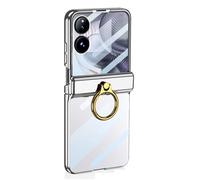 FDUJINH Case for Xiaomi Mix Flip 2, Luxury Electroplated Clear Cover with Ring Stand Integrated Screen Saver Shockproof Anti-Yellowing Shell,Silver,Flip 2