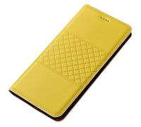FDUJINH Cover for Iphone 17 Pro Max/17 Pro/Air/17, Genuine Leather Magnetic Flip Wallet Case Shockproof Business Luxury Protection Shell,Yellow,17 Pro